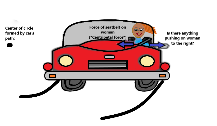 Woman Driving Car Centripetal Centrifugal