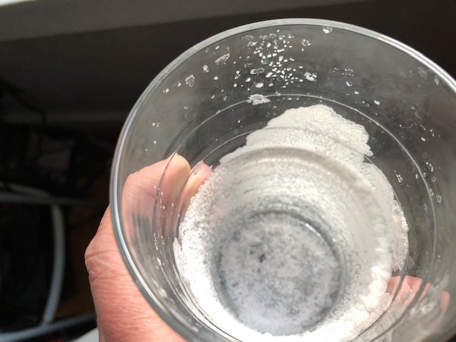 glass showing remaining salt